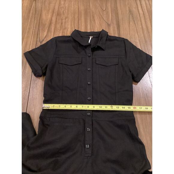 YFB Young Fabulous & Broke Short Sleeve Button Down Chest Pocket Black Jumpsuit - Picture 8 of 16